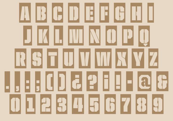 Stenciled Laser Cut Type Font Vector