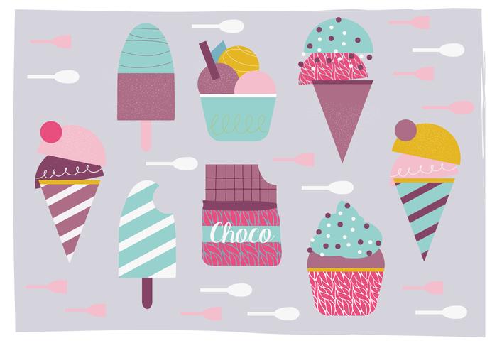 Diversas ilustraciones del vector del helado