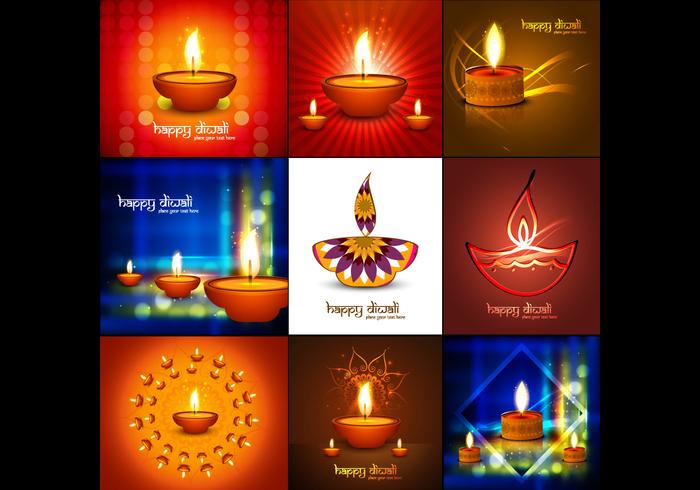 Collection Of Diwali Card vector