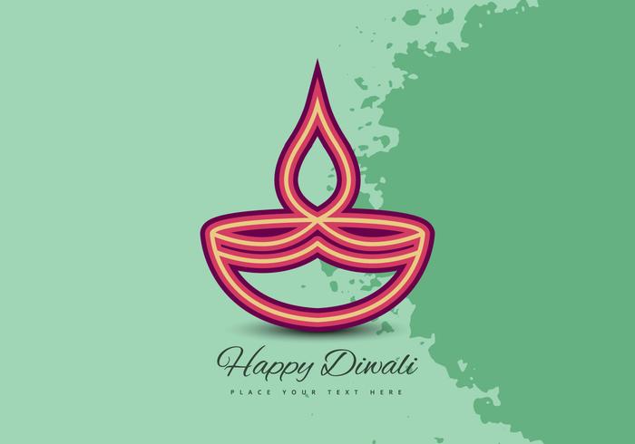 Diwali Festival Celebración Tarjeta Con Lámpara De Aceite vector