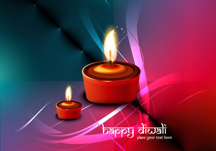 Lit Oil Lamps For Diwali Festival vector