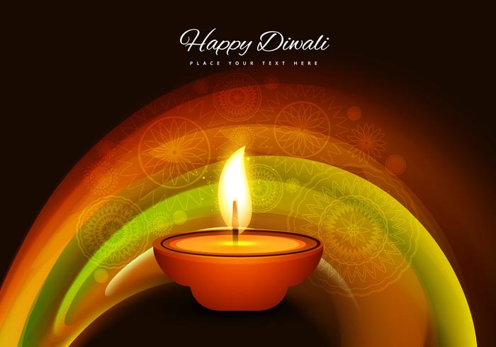 Oil Lit Diya With Rangoli Background vector