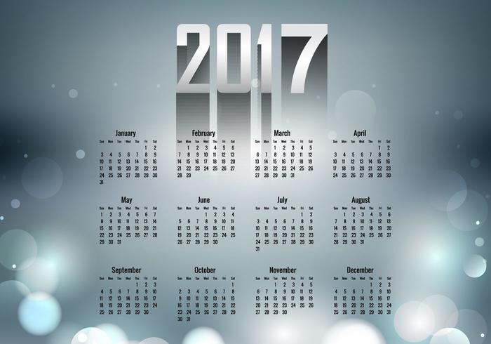 Año 2017 Calendario Con Color Gris vector