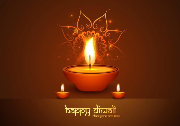 Oil Lit Lamps In Front Of Rangoli vector