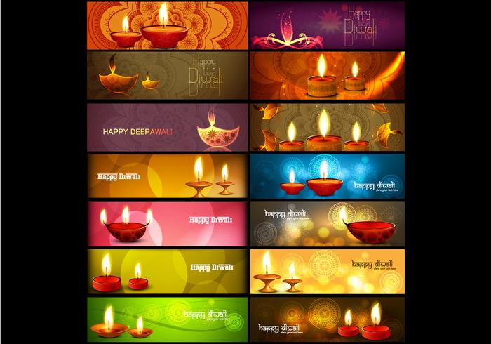 Set Of Header For Diwali vector