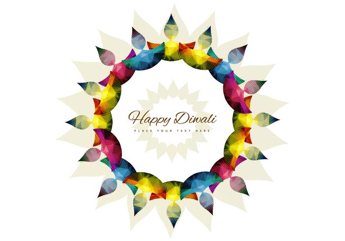 Colorful Diya In Floral Pattern vector