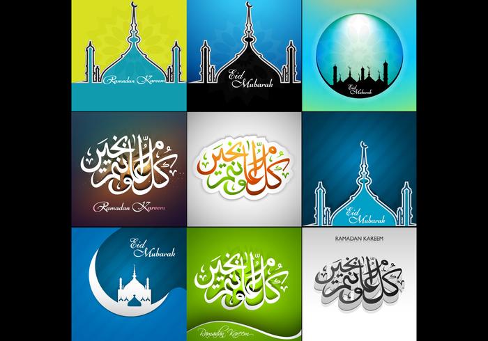 Collection Of Ramadan Kareem Card vector