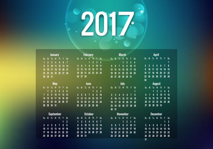 Año 2017 Calendario Con Burbuja vector