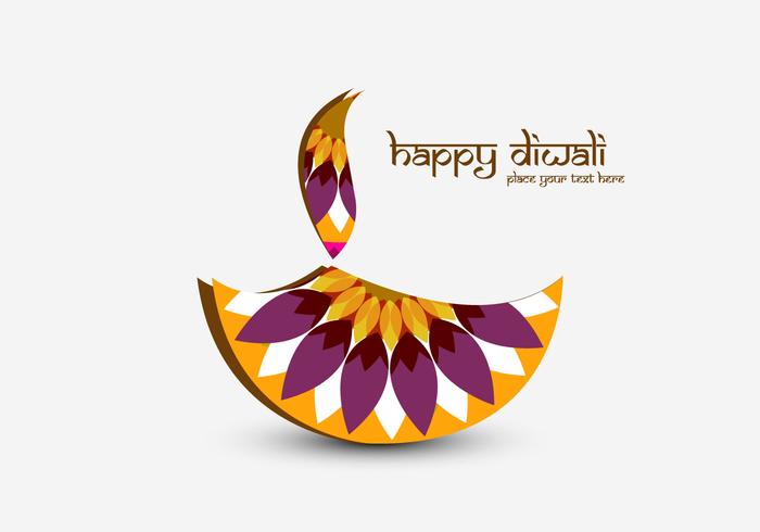 Diwali feliz con Diya decorativo vector