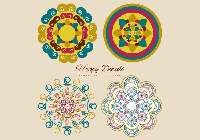 Collection Of Colorful Rangoli vector