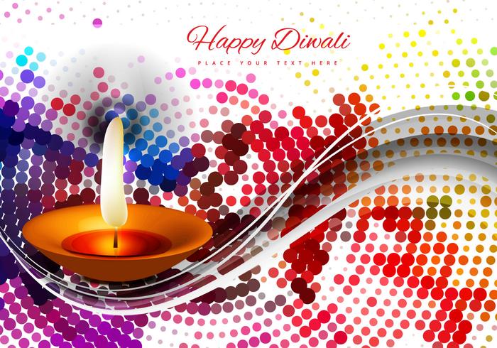 Diwali Diya With Halftone Design vector