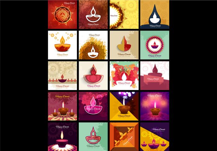 Collection Of Diwali Lamp vector