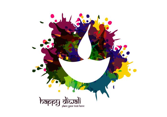 White Diya With Watercolor Splash vector