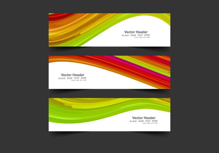 Headers With Colorful Waves vector