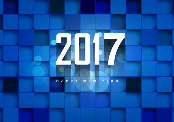 2017 Happy New Year On Blue Cubic Background