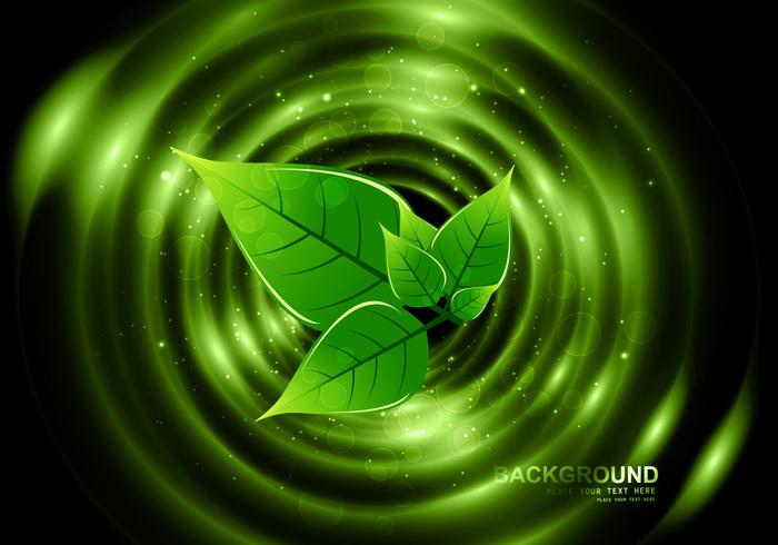 Eco Green Leaves On Dark Background Eco Green Leaves On Dark Background