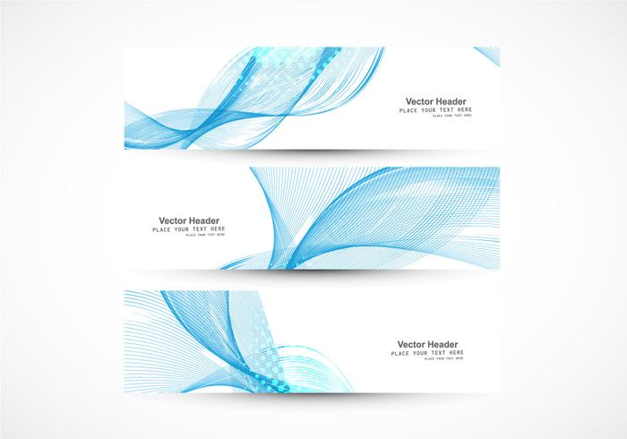 Set Of Banners With Blue Wave vector