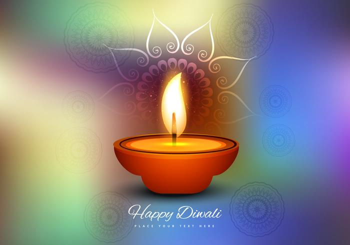 Burning Diya On Colorful Background vector