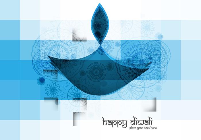 Lámpara de aceite de Diwali de color azul vector
