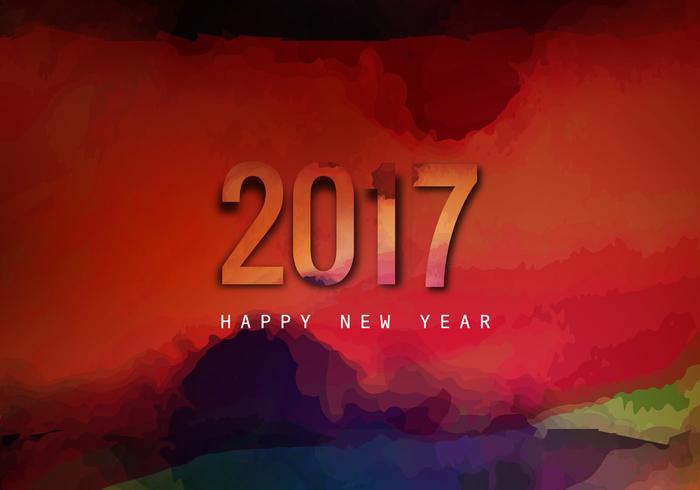 Watercolor Splashes On 2017 New Year Watercolor Splashes On 2017 New Year