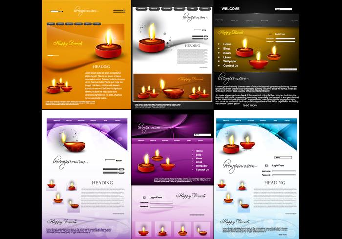 Website Template For Diwali vector