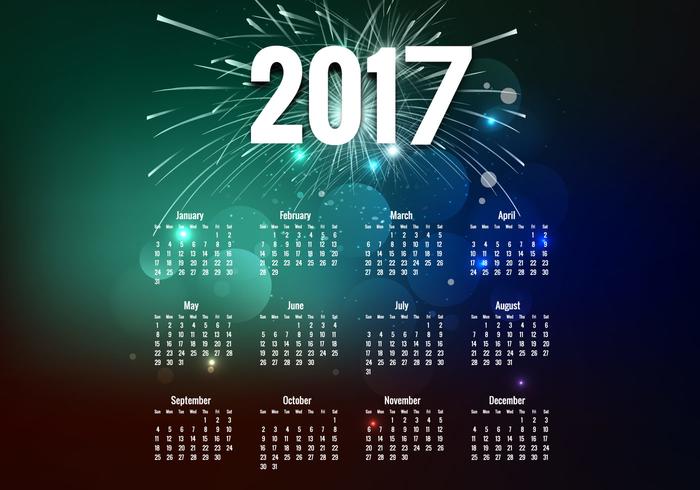 Año 2017 Calendario vector