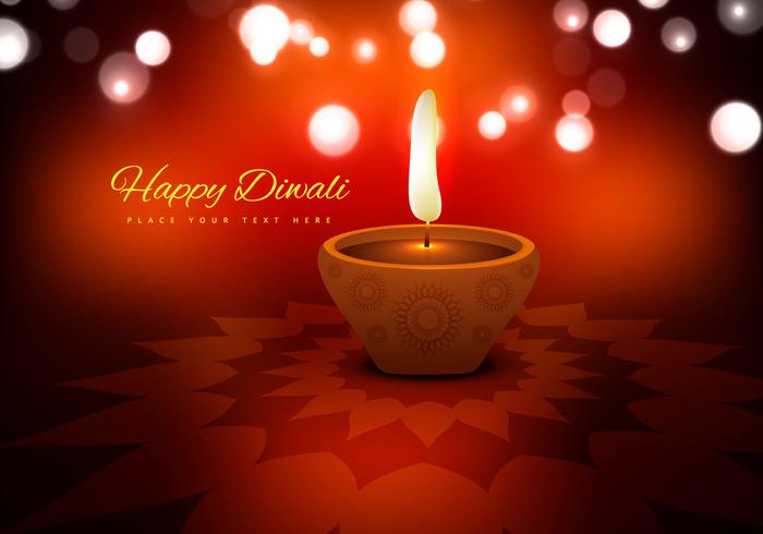 Diwali Festival With Beautiful Oil Lamp vector