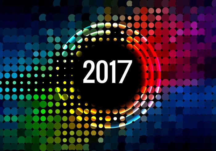 Happy New Year 2017 Card With Halftone Pattern vector