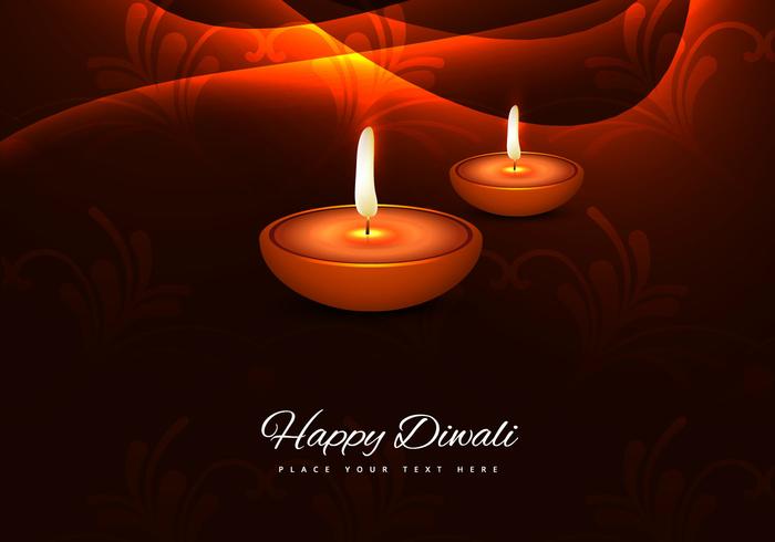 Lit Decorated Diya On Bright Background vector