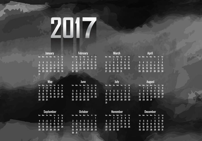 Year 2017 Calendar With Black Color vector