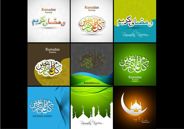 Collection Of Ramadan Kareem Card vector