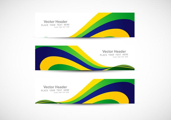 Header With Brazilian Flag Wave For Business Card vector