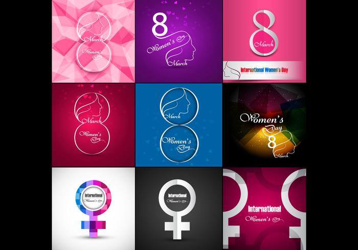 Set Of Women's Day Card vector