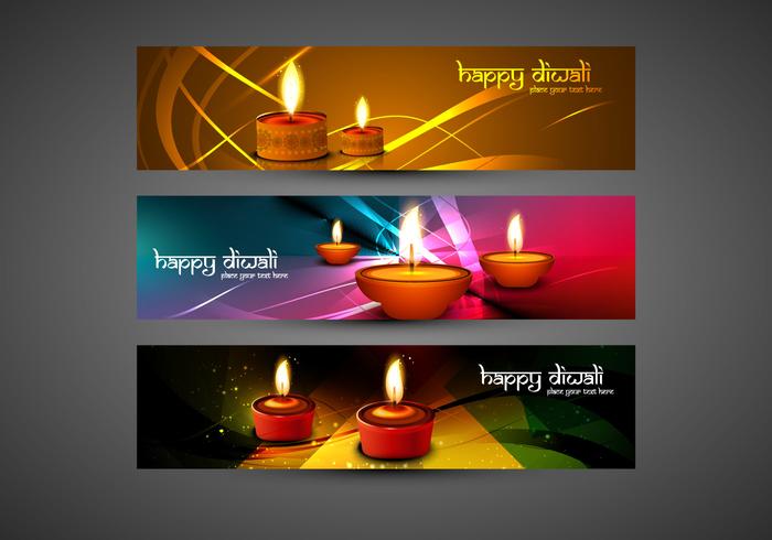 Set Of Happy Diwali Card vector