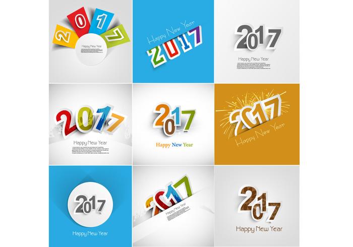 Set Of Happy New Year Card vector