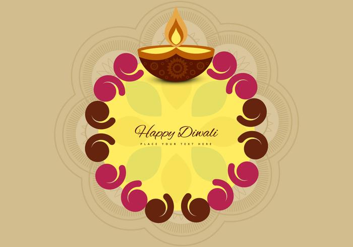 Diwali Rangoli con lámpara de aceite de Lit vector