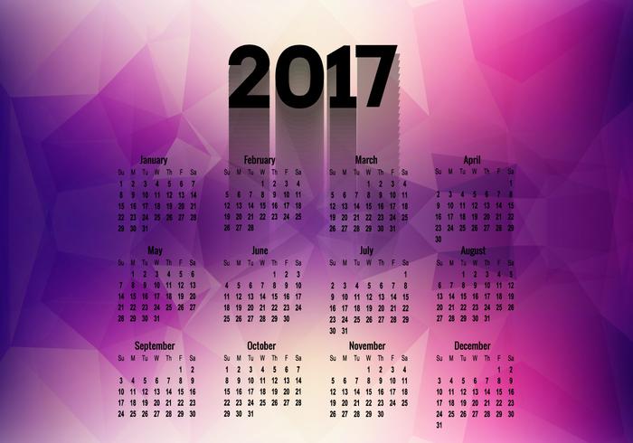 Calendario poligonal del año 2017 vector