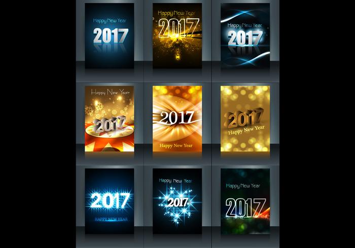 Tarjeta de la Feliz Año Nuevo de 2017 que brilla vector