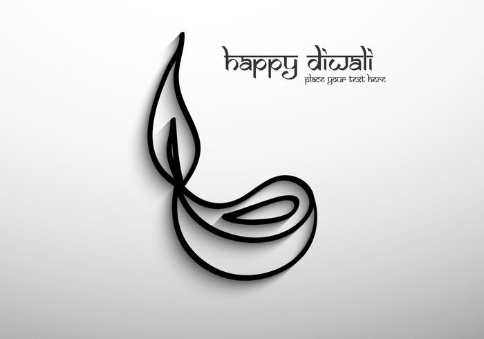 Black Outline Diya vector