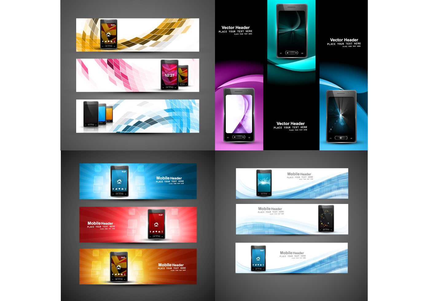 Headers For Mobile Phone site 106742 Vector Art at Vecteezy