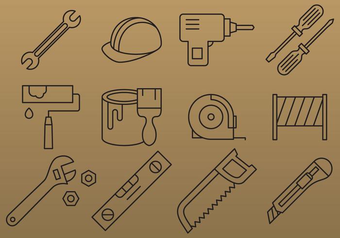 Thin Line Tools Icon Vectors