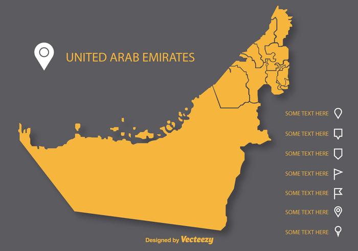 Vector Uae Flat Map on Gray Background