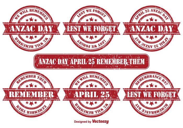 Anzac Day Vector Grunge Stamps