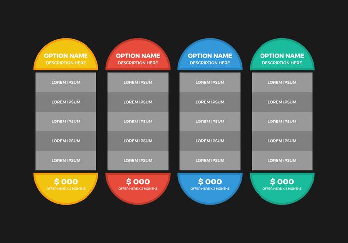 Free Pricing Table Vector