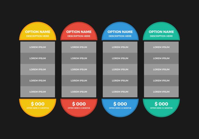 Tabla libre de precios Vector