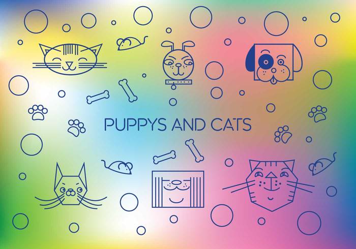 Cute Puppys Gratis Y Gatos Vector