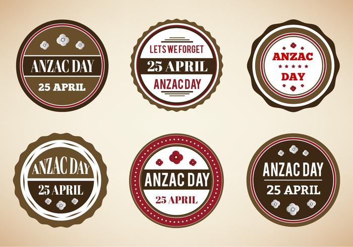 Free Vector Vintage Badges For Anzac Day