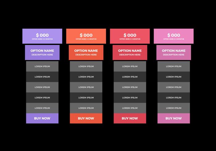 Free Pricing Table Vector