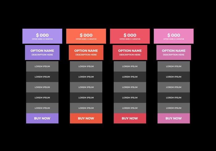 Tabla libre de precios Vector