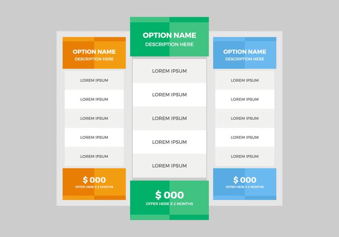 Free Pricing Table Vector
